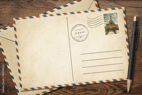 Old vintage postcard and en...