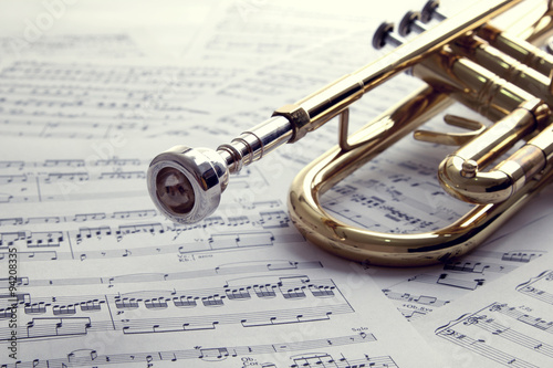 Trumpet on sheet music