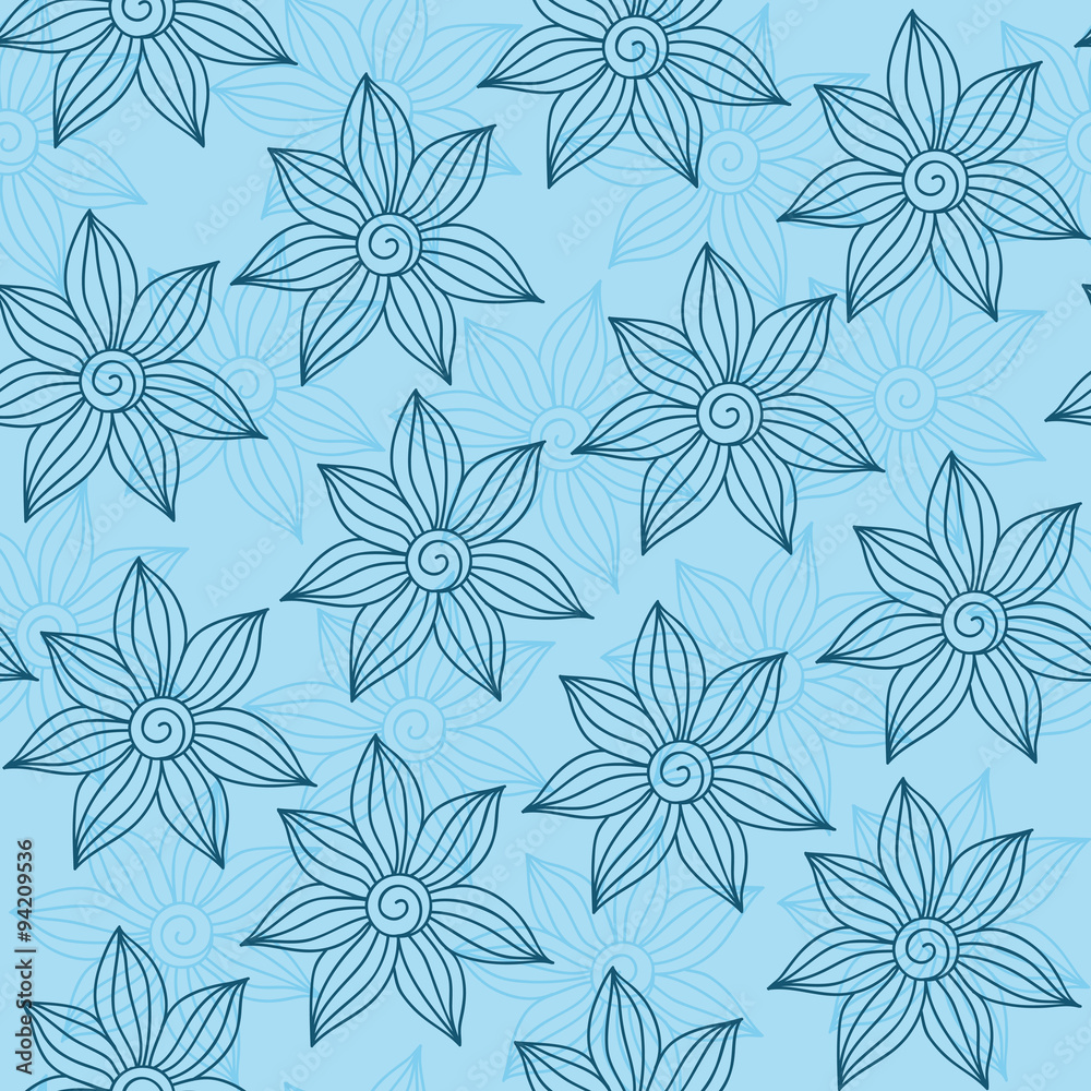 Henna MehendyTattoo Seamless Pattern on a blue background Henna MehendyTattoo Seamless Pattern on a blue background