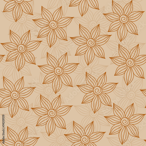 Henna MehendyTattoo Seamless Pattern on a brown background