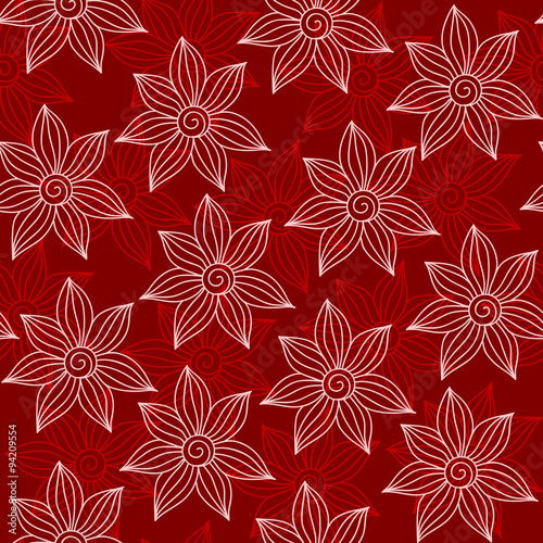 Henna Mehendy Tattoo Seamless Pattern on a red background