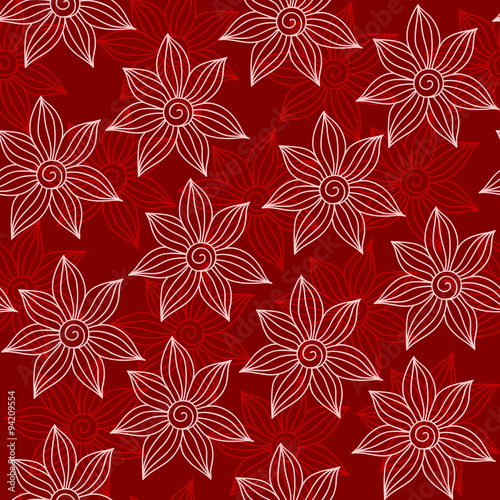 Wallpaper Mural Henna Mehendy Tattoo Seamless Pattern on a red background Torontodigital.ca