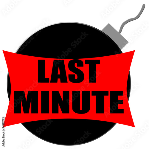 last minute button on white background