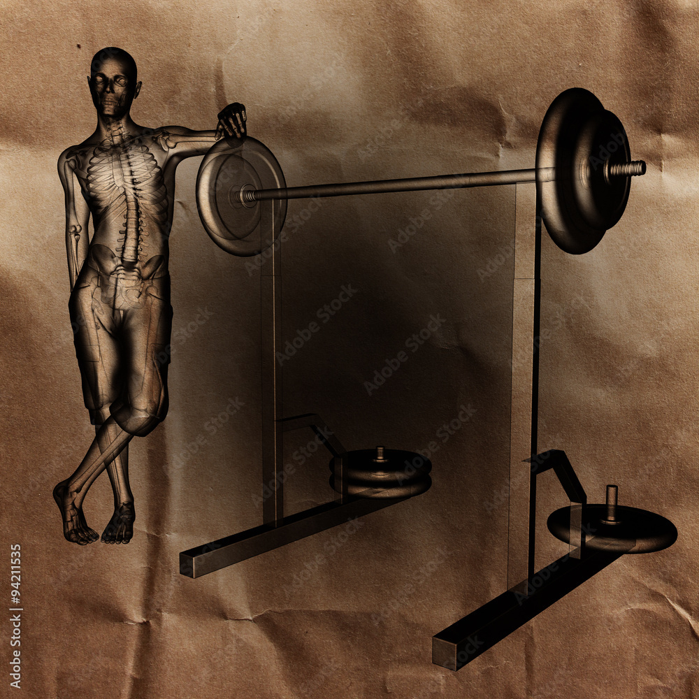 man in gym room radiography painted