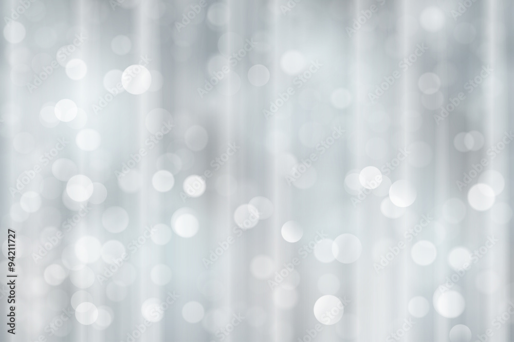 Silver sparkling Christmas, holiday blurry lights, bokeh backgro