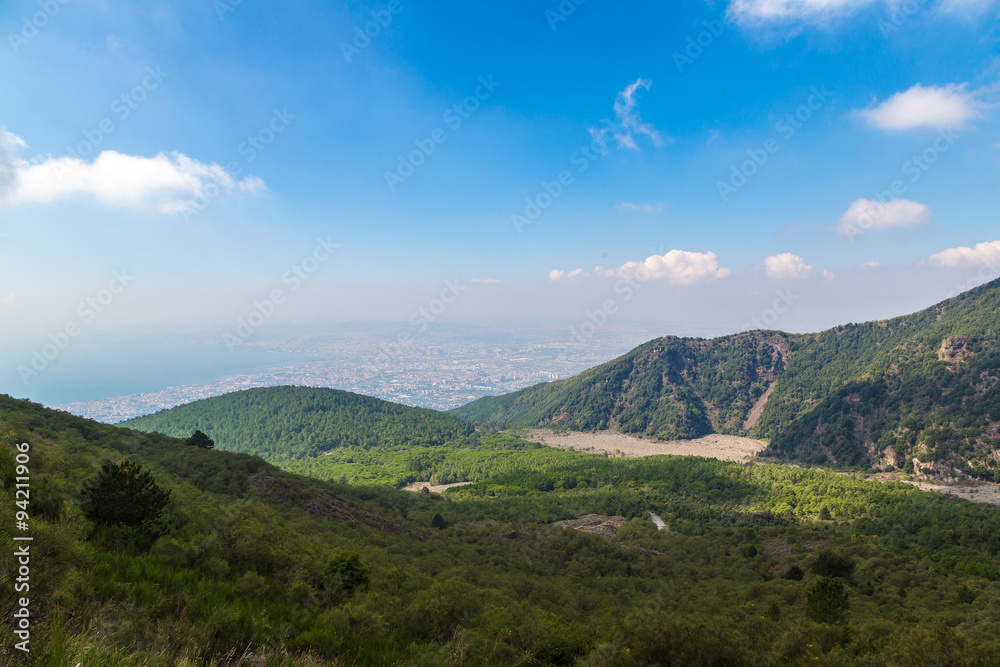 Mountain landscape next to Vesuvius volcano