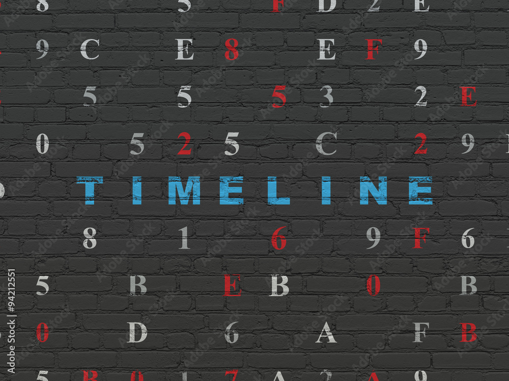 Time concept: Timeline on wall background