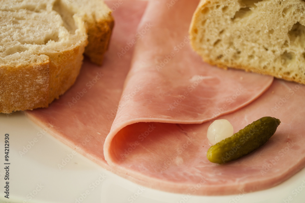 pain et jambon cornichon Stock Photo Adobe Stock