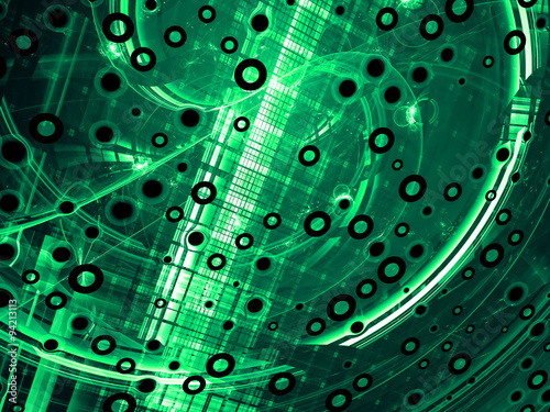 Abstract green tech-style image on a black background