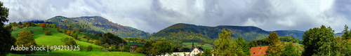 Beautiful colorized autumnal hills and meadows in Alsace