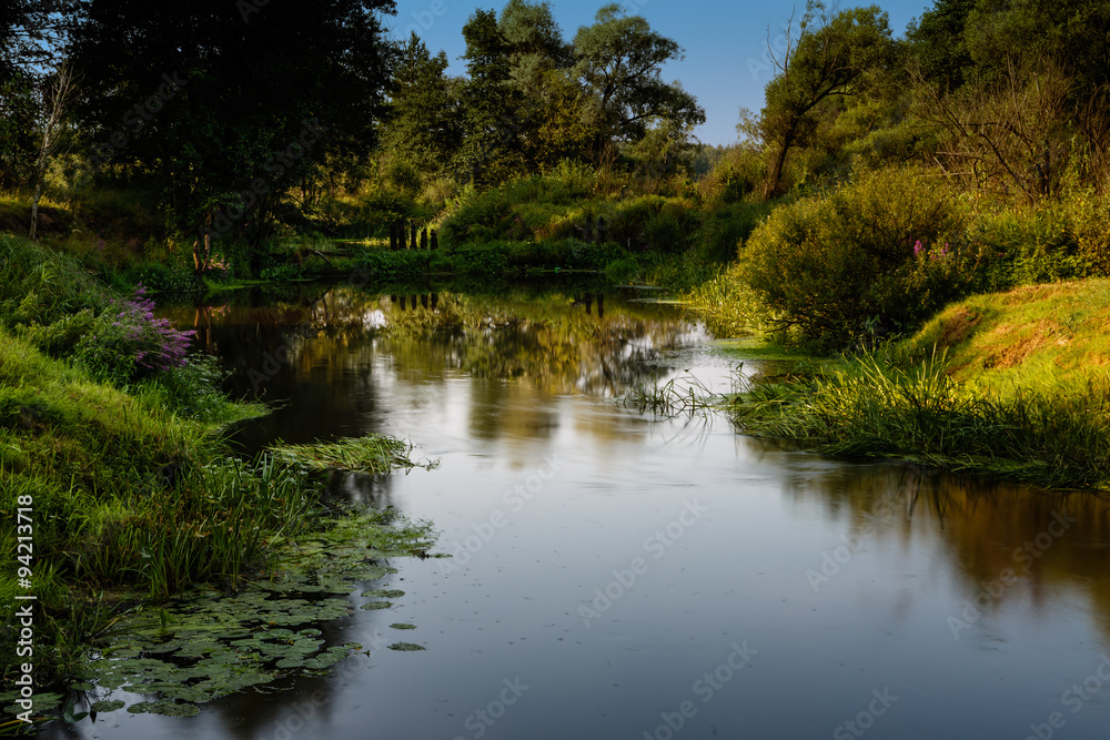 Landscape with the river creek Landscape with the river creek