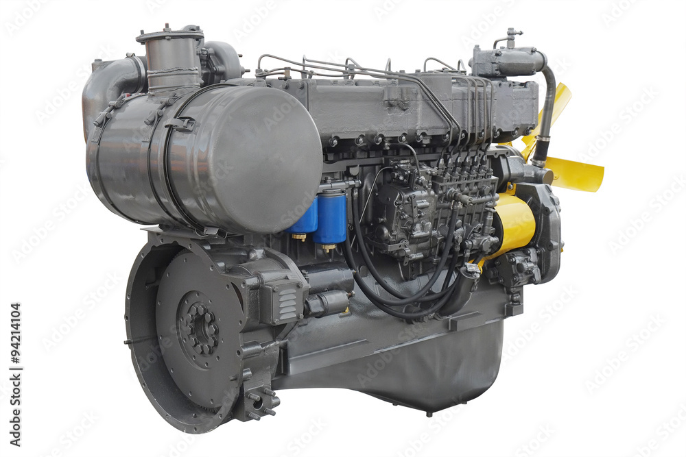 The image of an engine under the white background