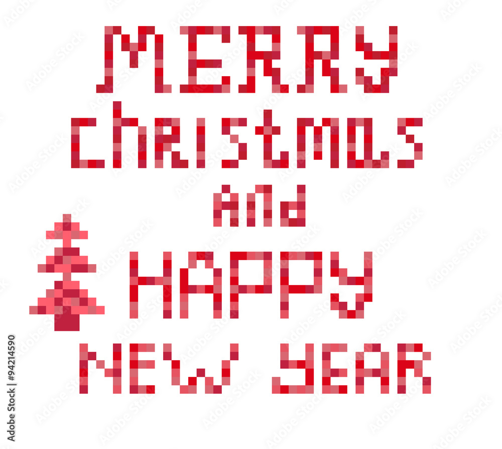 Christmas red mosaic text is written. Christmas red mosaic text is written.