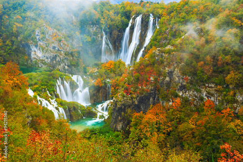 Autum colors and waterfalls of Plitvice National Park photo