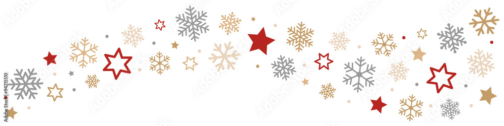 Naklejka premium Snowflakes and Stars Border