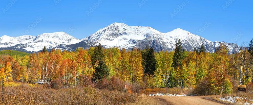 Panoramic view of autumn landscape in Colorado