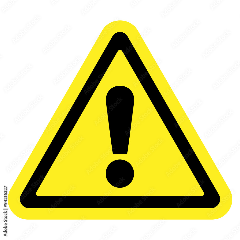 Hazard warning attention sign. Icon in a yellow triangle with ...
