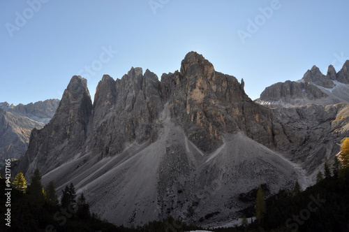 Dolomites    The Dolomites  are a mountain range located in northeastern Italy. They form a part of the Southern Limestone Alps and extend from the River Adige to the Piave Valley.