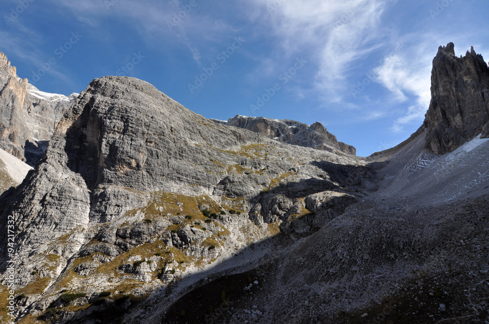 Fototapeta premium Dolomites / The Dolomites are a mountain range located in northeastern Italy. They form a part of the Southern Limestone Alps and extend from the River Adige to the Piave Valley.