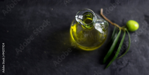 olive oil bottle shot from above