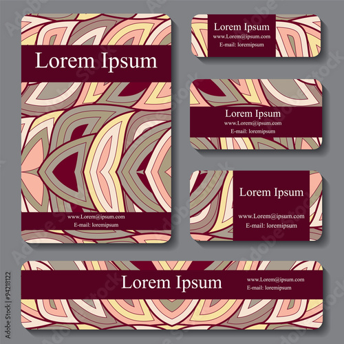 stock vector set of business card. decorative ornament. doodle d