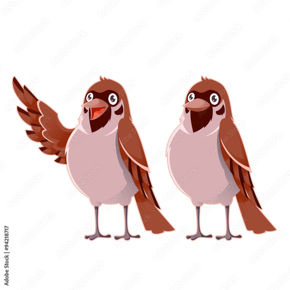 Fototapeta premium Happy cartoon Sparrows
