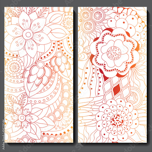 set of two seamless floral doodle pattern. stoc vector illustrat photo