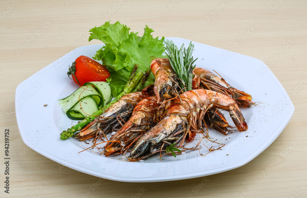 Grilled tiger prawns