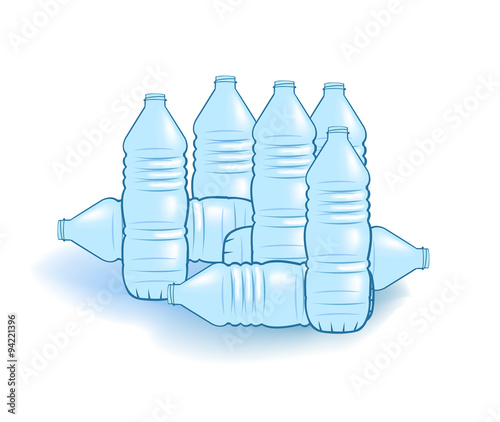 Vector image of empty plastic water bottles