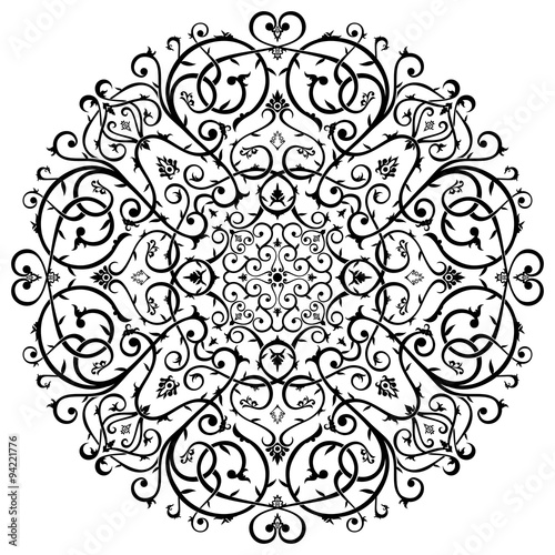Arabic Batik Circle Floral Pattern Ornament