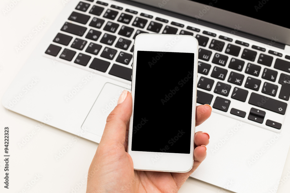 Laptop and mobile phone