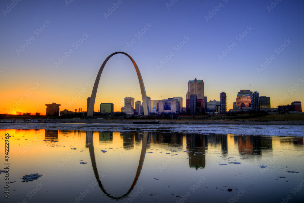 The St. Louis, Missouri Gateway Arch and skyline
