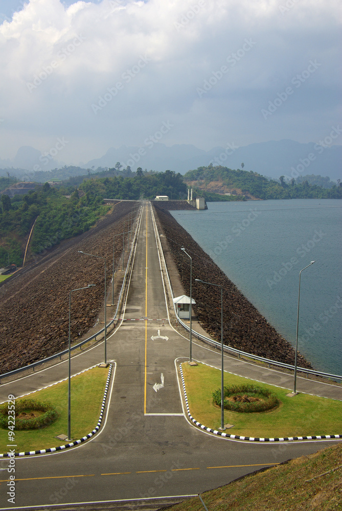 SURAT THANI, THAILAND - January 19, 2014: Ratchaprapha Dam in Kh