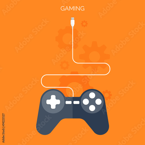 Flat joystick icon.Gaming background
