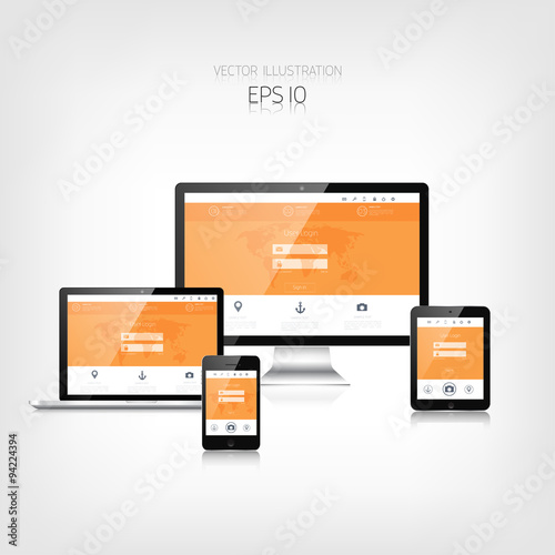 Responsive web design. Adaptive user interface. Digital devises