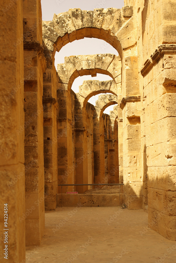 TUNISIA, AFRICA - August 03, 2012: Coliseum in El-Jem in summer TUNISIA, AFRICA - August 03, 2012: Coliseum in El-Jem in summer