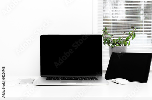 Work space, laptop