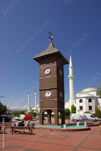 KONAKLI, TURKEY - June 16, 2014: Tower clock on the central squa photo