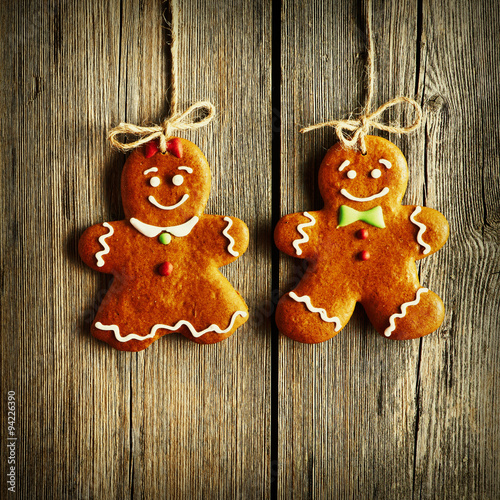 Christmas homemade gingerbread couple cookies