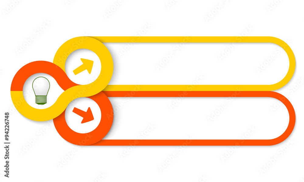 Two frames for your text and circular areas for icons Two frames for your text and circular areas for icons
