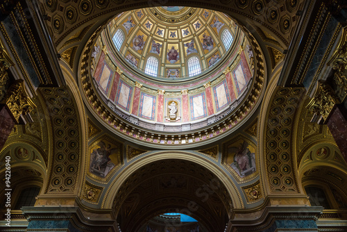 Inside view of St. Stephen Basilica in Budapest photo