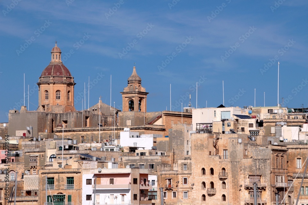 Cityscape of Valetta in Malta with ancient church