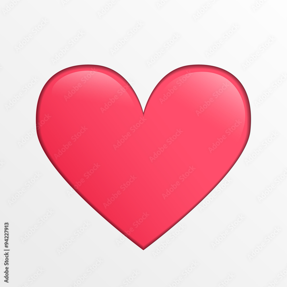 Vector heart icon, pink creative illustration on light gray background