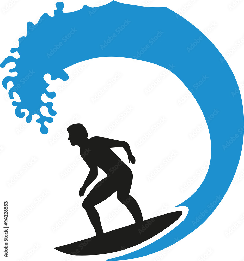 Surfer riding a big wave