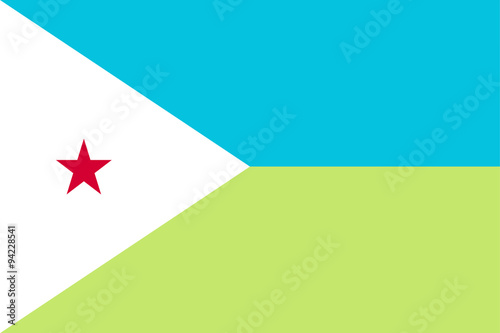 National flag of Djibouti in official colors and proportions