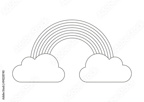 Coloring book - rainbow from cloud to cloud