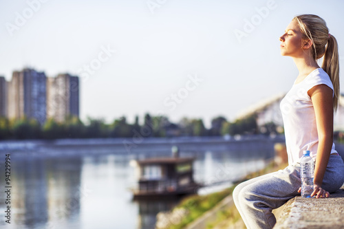 Young girl in yoga pose 