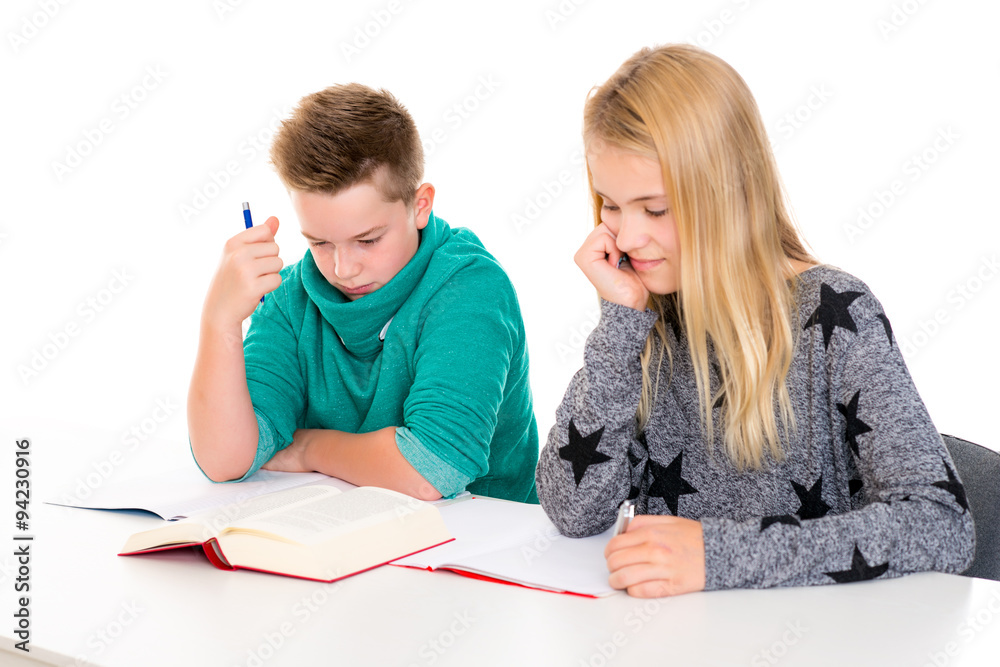 girl and boy together in the classroom girl and boy together in the classroom