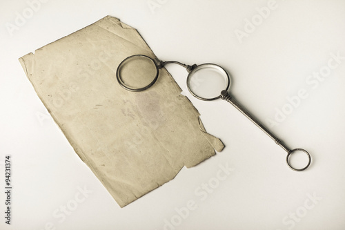 Old pince-nez on very old blank paper