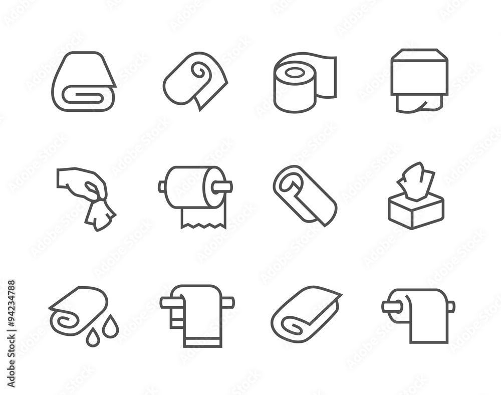 Lined Towels and Napkins Icons Lined Towels and Napkins Icons